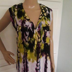 Wassio artsy funky top L purple green 💜